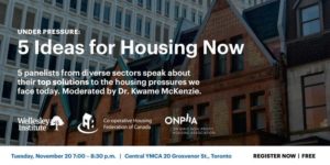 Toronto, November 20: “Under Pressure: 5 Ideas for Housing Now”