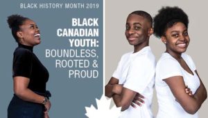 Images of three Black youth with the text "Black Canadian Youth: Boundless, Rooted, and Proud"