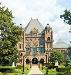 The front of Ontario's legislative building, Queen's Park