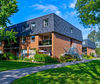 A low-rise brick building