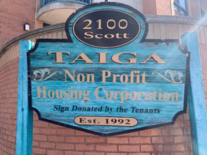 Sign for Taiga Non-Profit Housing Corporation